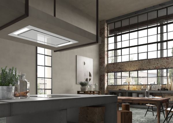Heaven Glass 3.0 WH Slim KL A90 White Glass 90cm Ceiling Cooker Hood_installed