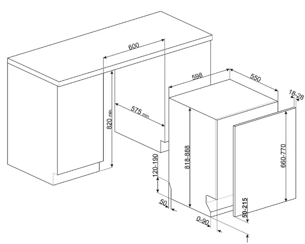 Smeg DIL322BL Integrated Dishwasher - 13 Place Settings