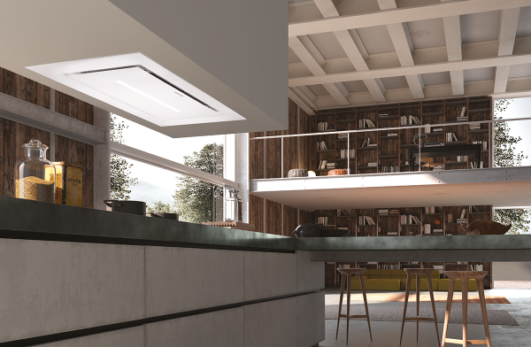 Heaven Lite Glass EV8+ WH A90 White Glass 90cm Ceiling Cooker Hood_installed