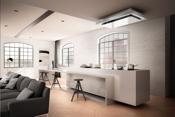 Faber Skypad 2.0 X/WH F120 Stainless Steel/White Glass 120cm Ceiling Cooker Hood_installed