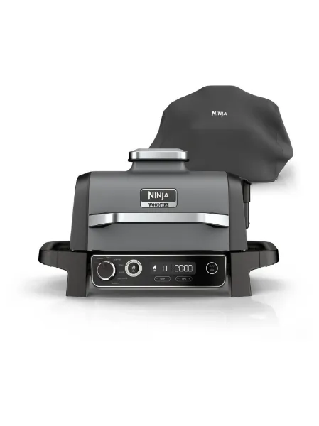 Ninja OG703UK Outdoor Woodfire Electric BBQ Grill & Smoker with Cover - Black_main