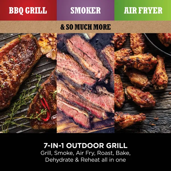 Ninja OG703UK Outdoor Woodfire Electric BBQ Grill & Smoker with Cover - Black_7 in 1