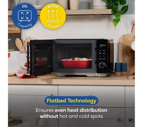 Russell Hobbs RHFM2365B  23Litre Flatbed Digital Microwave - Black_even heat distribution