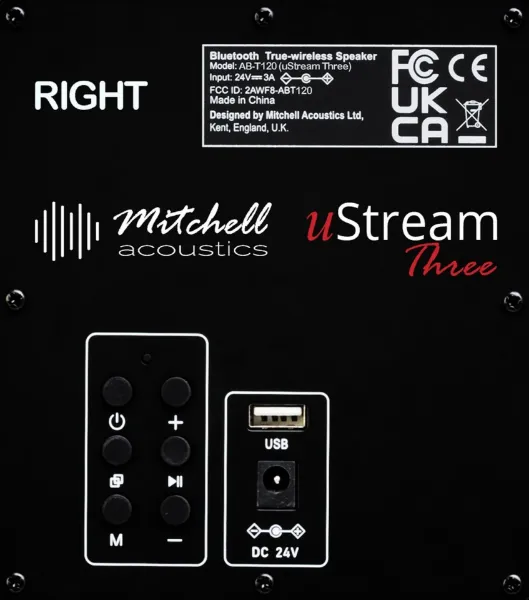 Mitchell Acoustics UStream Three Active stereo wireless Speakers - Black_controls