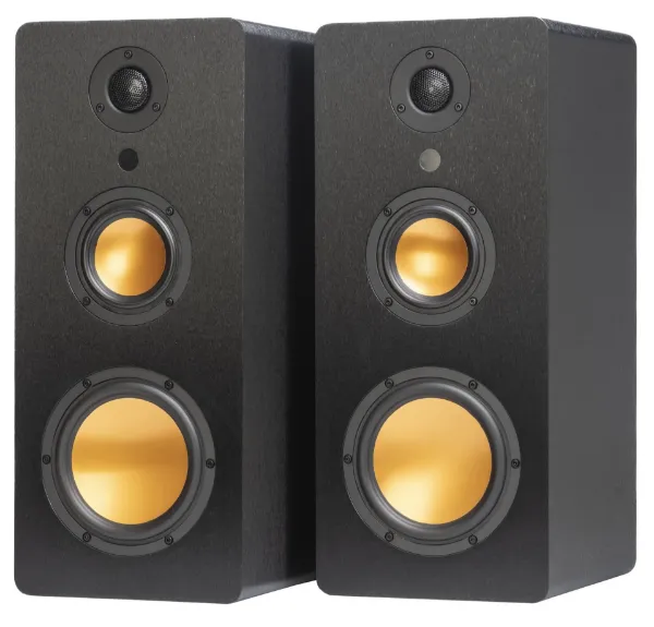 Mitchell Acoustics UStream Three Active stereo wireless Speakers - Black_angled view open 2