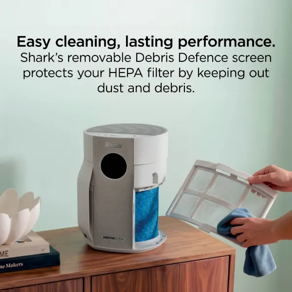 Shark HP062UK BreatheClear Compact Air Purifier with NeverChange6 - Dove_cleaning