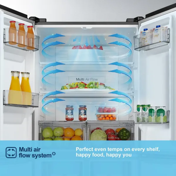 Fridgemaster MQ79395ES 79.4cm 65/35 Total No Frost American Fridge Freezer - Silver_air flow