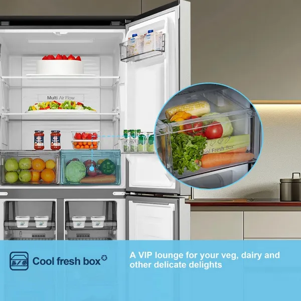 Fridgemaster MQ79395ES 79.4cm 65/35 Total No Frost American Fridge Freezer - Silver_fresh box