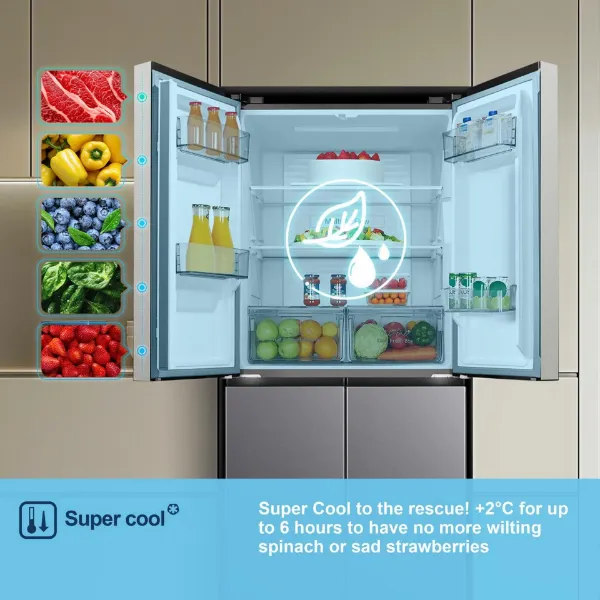 Fridgemaster MQ79395ES 79.4cm 65/35 Total No Frost American Fridge Freezer - Silver_cool