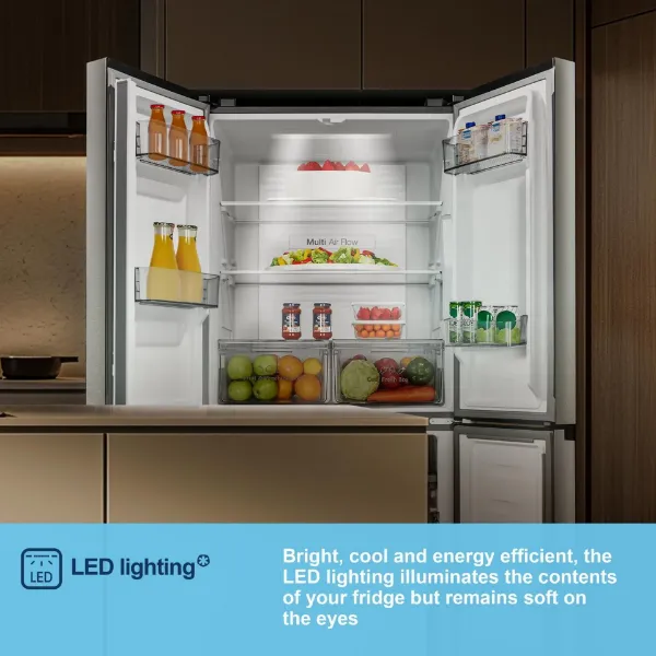 Fridgemaster MQ79395ES 79.4cm 65/35 Total No Frost American Fridge Freezer - Silver_lighting