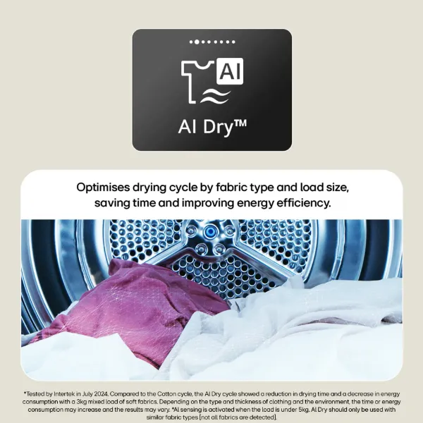 LG Series 5 RHX5009TWB 9kg Heat Pump Tumble Dryer - White