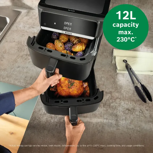 Bosch MAFD661B4G Series 6 Double Stack Drawer Air Fryer Black_capacity