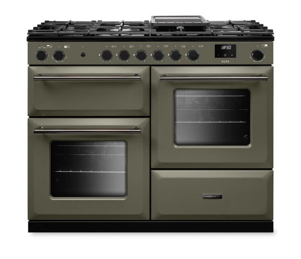 Rangemaster Aura AURO110DF/19313 (AURAO110DFPRBD/YX1) 110cm Dual Fuel Range Cooker - Riverbed with Onyx Trim
