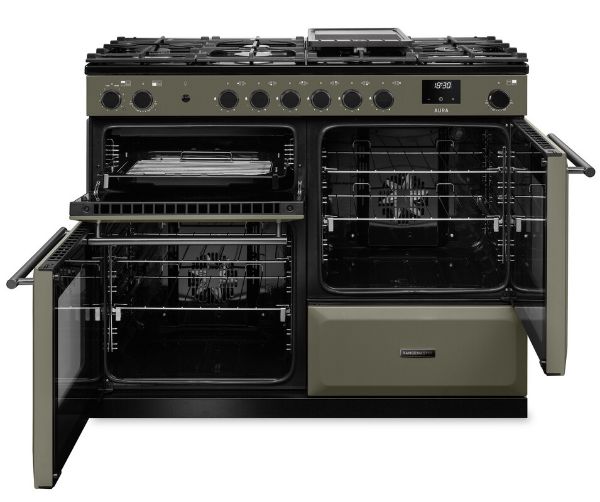Rangemaster Aura AURO110DF/19313 (AURAO110DFPRBD/YX1) 110cm Dual Fuel Range Cooker - Riverbed with Onyx Trim