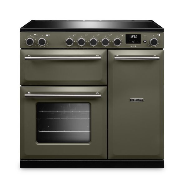 Rangemaster Aura AURA90EIP/19337 (AURA90EIPRBD/BN1) 90cm Induction Range Cooker - Riverbed with Brushed Nickel Trim