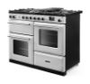 Rangemaster Aura AURO110DF/19355 (AURAO110DFPWHT/BN1) 110cm Dual Fuel Range Cooker - White with Brushed Nickel Trim