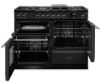 Rangemaster Aura AURO110DF/19356 (AURAO110DFPCBL/BN1) 110cm Dual Fuel Range Cooker - Black with Brushed Nickel Trim