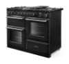 Rangemaster Aura AURO110DF/19356 (AURAO110DFPCBL/BN1) 110cm Dual Fuel Range Cooker - Black with Brushed Nickel Trim