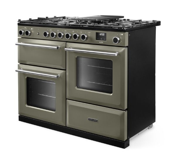 Rangemaster Aura AURO110DF/19361 (AURAO110DFPRBD/BN1) 110cm Dual Fuel Range Cooker - Riverbed with Brushed Nickel Trim