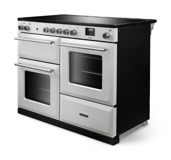 Rangemaster Aura AURO110EI/19363 (AURAO110EIPWHT/BN1) 110cm Induction Range Cooker - White with Brushed Nickel Trim