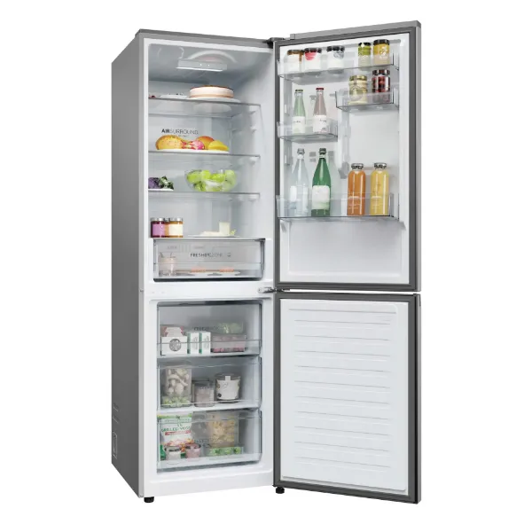 Haier 2D 60 Serie 3 HDPR3618DNPK 355L Total No Frost Fridge Freezer - Stainless Steel