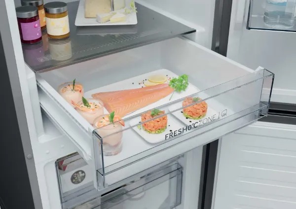 Haier 2D 60 Serie 3 HDPR3618DNPK 355L Total No Frost Fridge Freezer - Stainless Steel
