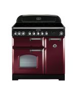 Rangemaster 90240 Classic Deluxe 90 Induction Range Cooker in Cranberry with Chrome Trim