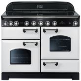 Rangemaster 113110 Classic Deluxe 110 Induction Range Cooker in White with Chrome Trim