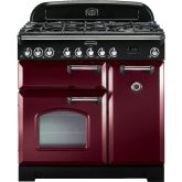 Rangemaster 84480 Classic Deluxe 90 Dual Fuel Range Cooker in Cranberry with Chrome Trim