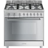 Smeg C9GVXI9 90cm Symphony Single Cavity Gas Cooker with Gas Hob in Stainless Steel
