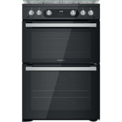 Hotpoint HDM67G0C2CB 60cm Double Oven Gas Cooker with Catalytic Cleaning and XL Cavity