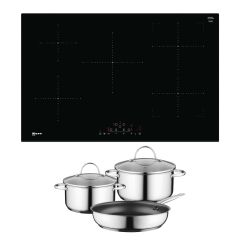 Neff T48FD23X2KIT Frameless Induction Hob with CombiZone in Black with FREE Induction Pan Set