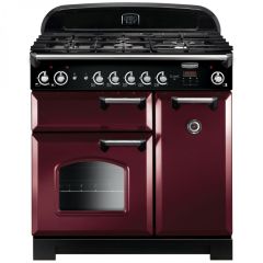 Rangemaster 116740 Classic 90 Gas Range Cooker in Cranberry with Chrome Trim 