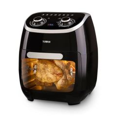 Tower T17038 Vortx 2000W 11L 5-in-1 Manual Air Fryer Oven with Rotisserie in Black 