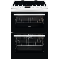 Zanussi ZCV69360WA 60cm Double Oven Electric Cooker in White with Ceramic Hob and PlusSteam